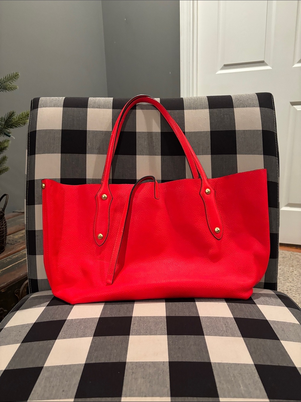 Red Women’s leather Tote Bag - Classic Everyday Carry
